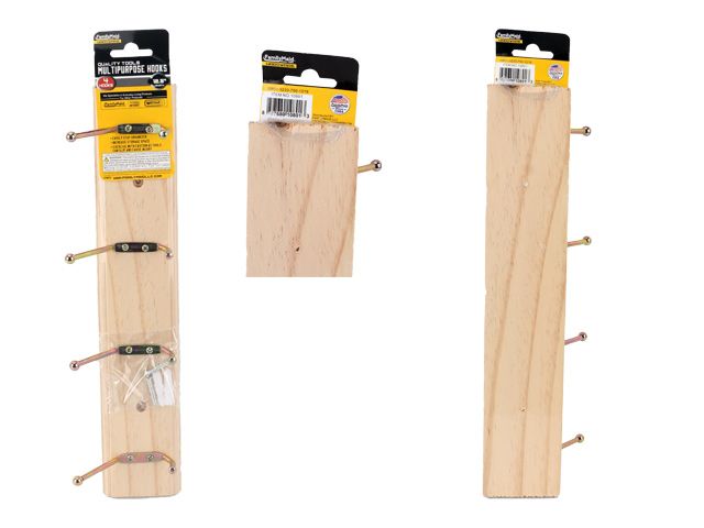 48 Pieces of Wooden Wall Hook Rack Hanger, 4 Hooks