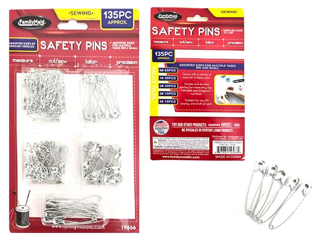 144 Pieces of 135-Piece Jumbo Safety Pins