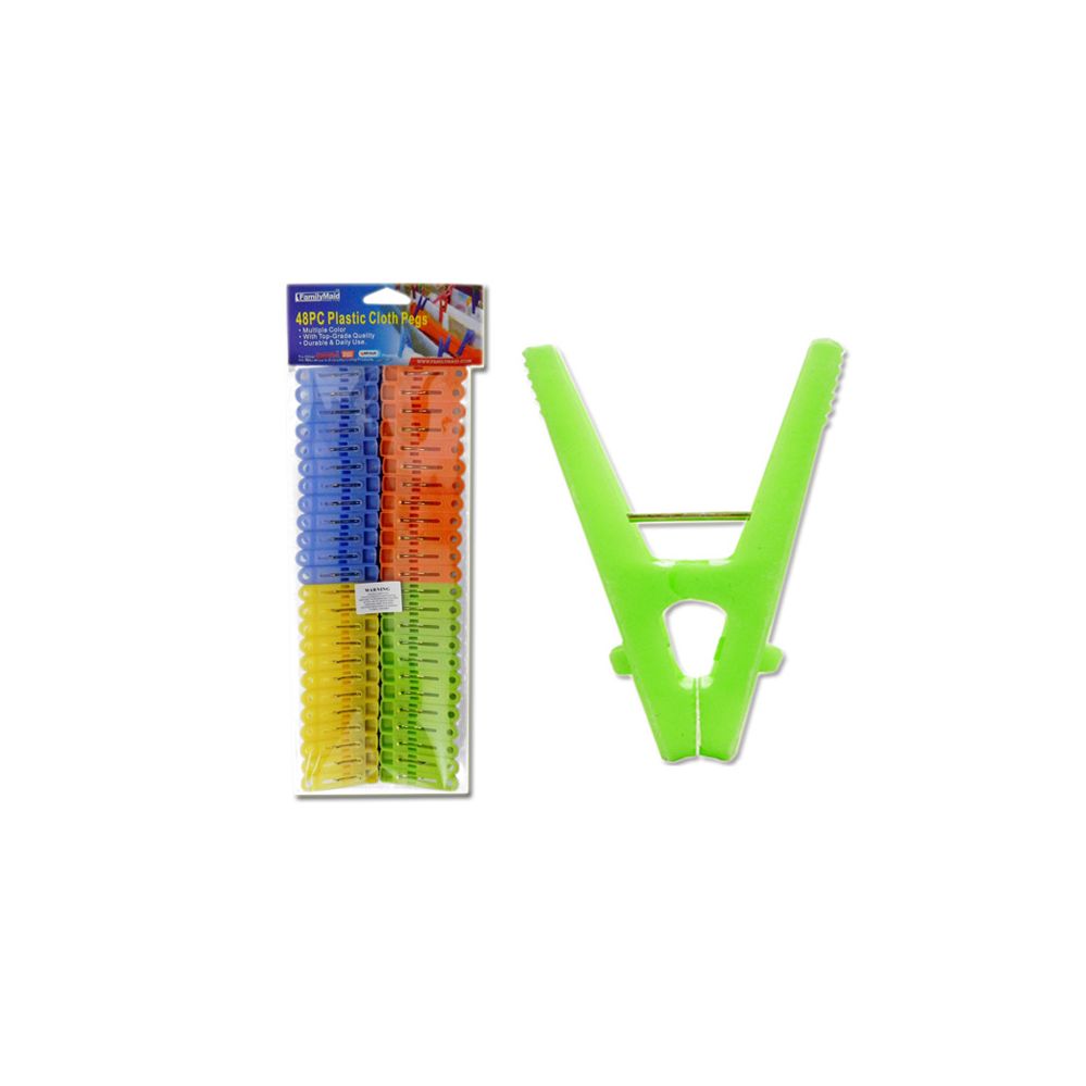 96 Pieces of Cloth Pegs 48pc Asst Clrbule,green,yellow,orange