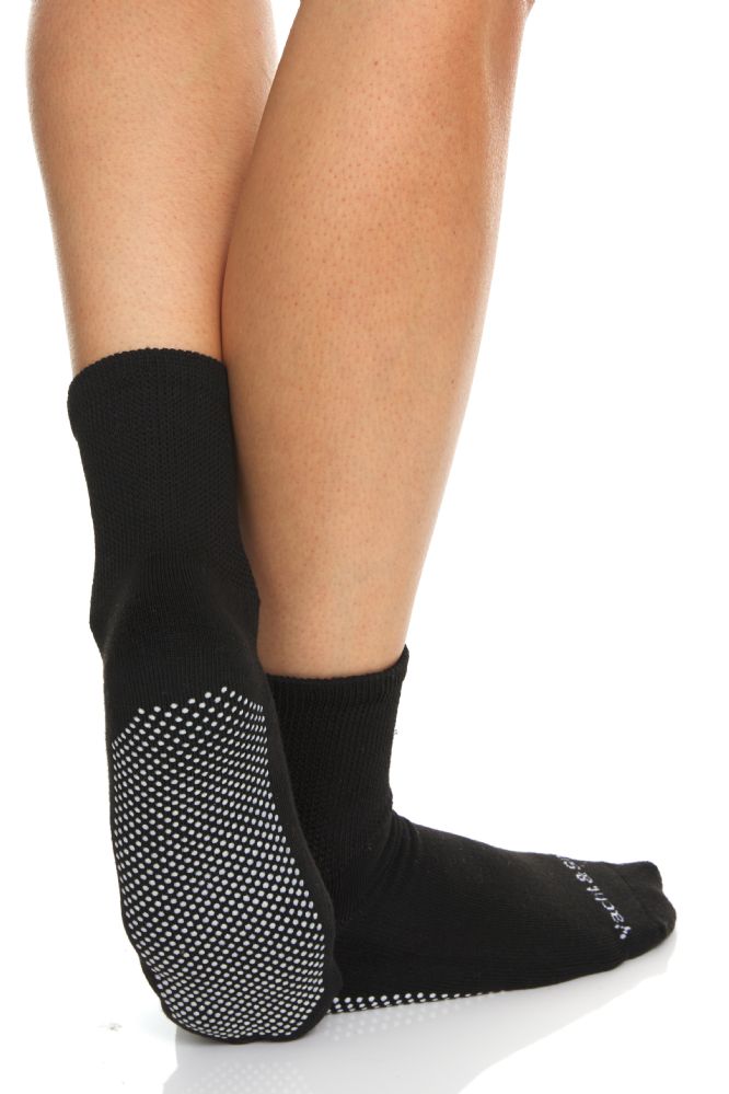 Bulk Non-Skid Slipper Socks with Gripper Bottom - Unisex, Black - 12 Pairs,  Assorted , Case Pack