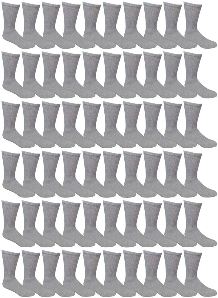 Wholesale Yacht & Smith Men's Cotton Crew Socks Gray Size 10-13