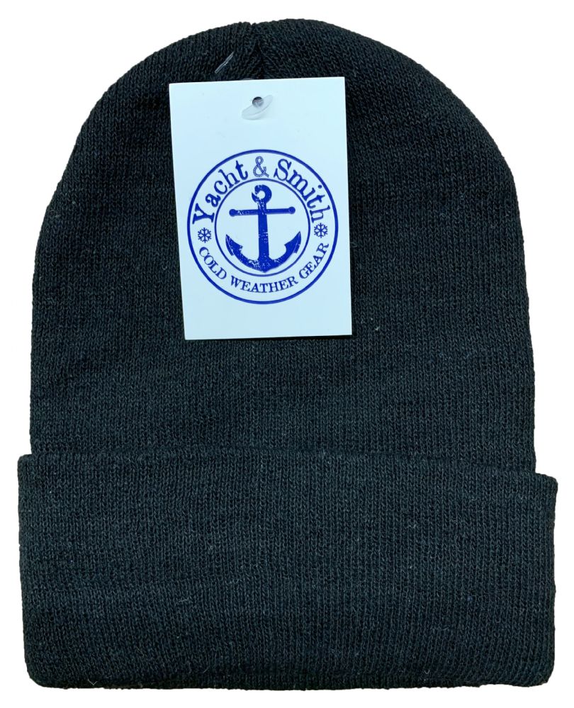 Wholesale Yacht & Smith Black Unisex Winter Warm Beanie Hats, Cold Resistant Winter Hat Bulk Buy