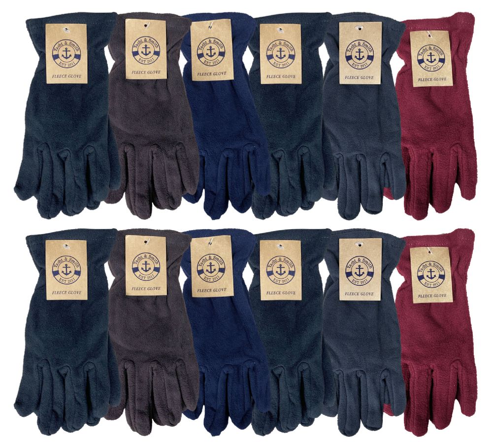 Wholesale Yacht & Smith Mens Winter Fleece Gloves With Snug Fit Cuff Light Comfortable Weight