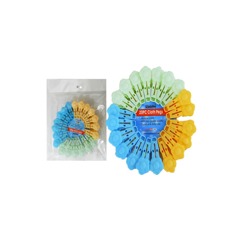 96 Pieces of Cloth Pegs 20pc/pk 3asst Clr