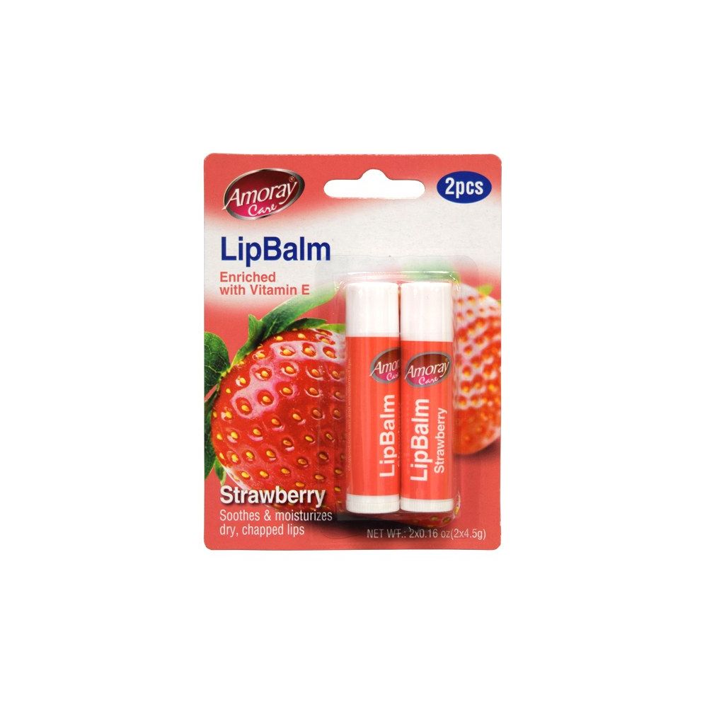 96 pieces of Amoray Lip Balm 2pk Stick Strawberry