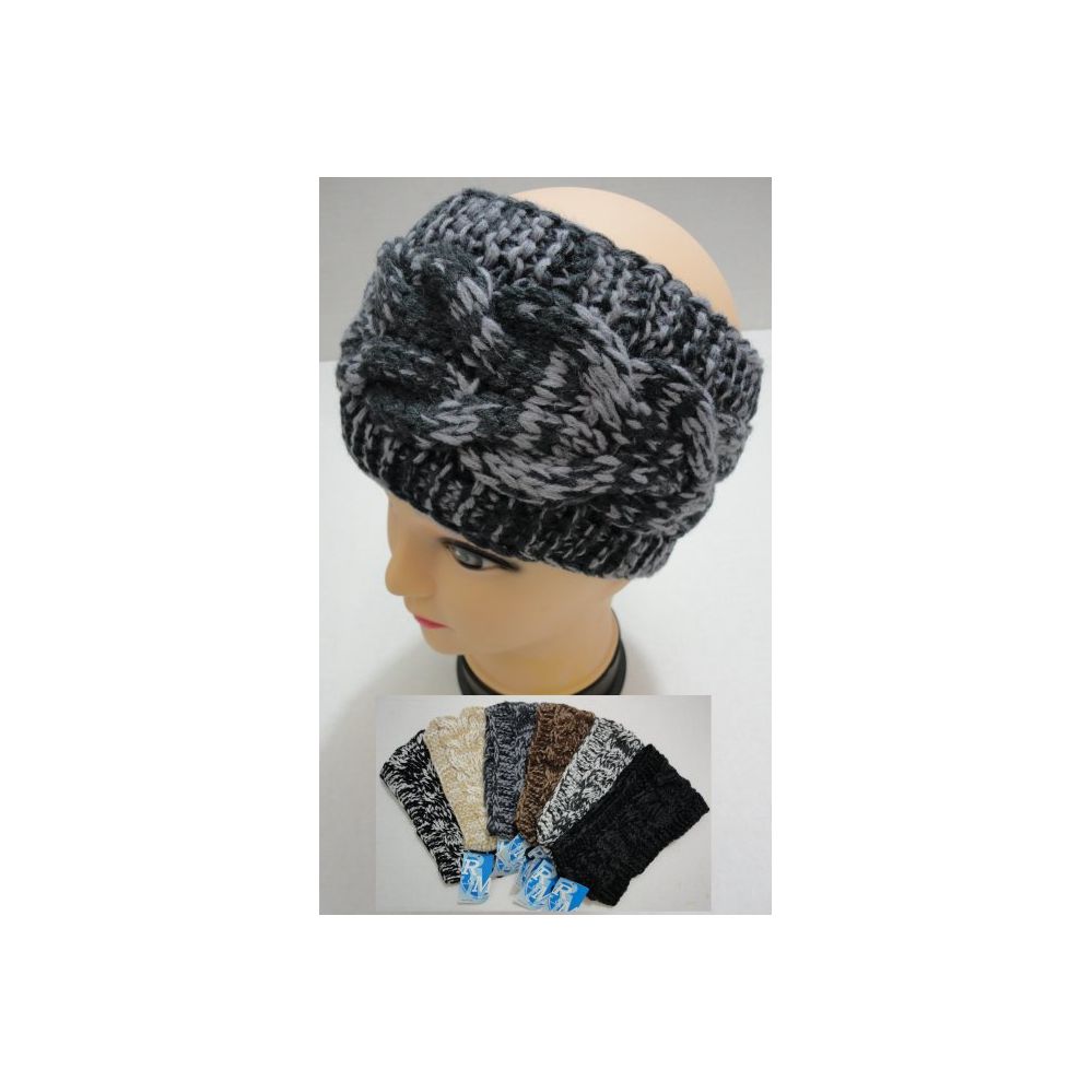 12 Wholesale Hand Knitted Ear Band [variegated] Loop