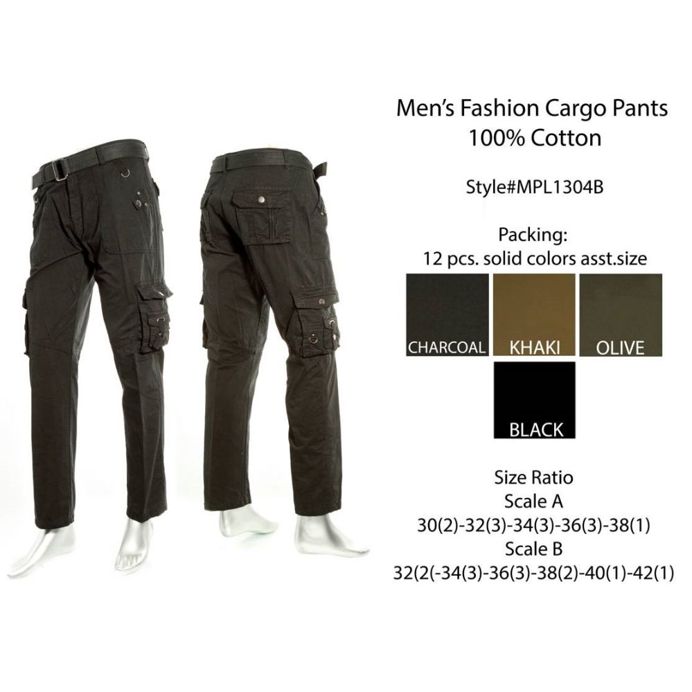 12 Pieces of Mens Fashion Cargo Pants 100% Cotton