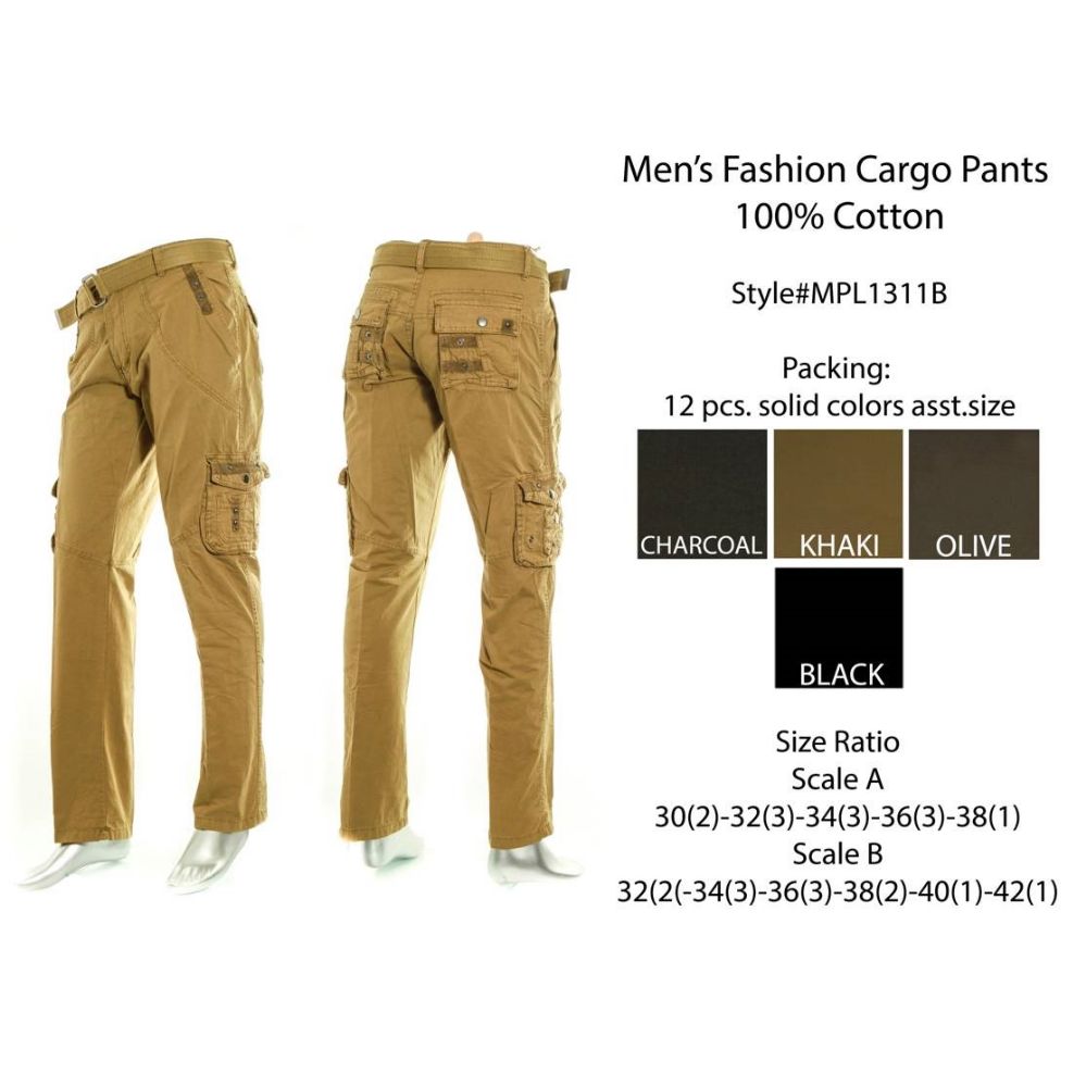 12 Pieces of Mens Fashion Cargo Pants 100% Cotton