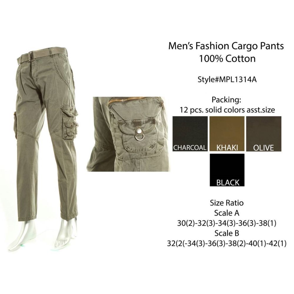 12 Pieces of Mens Fashion Cargo Pants 100 % Cotton