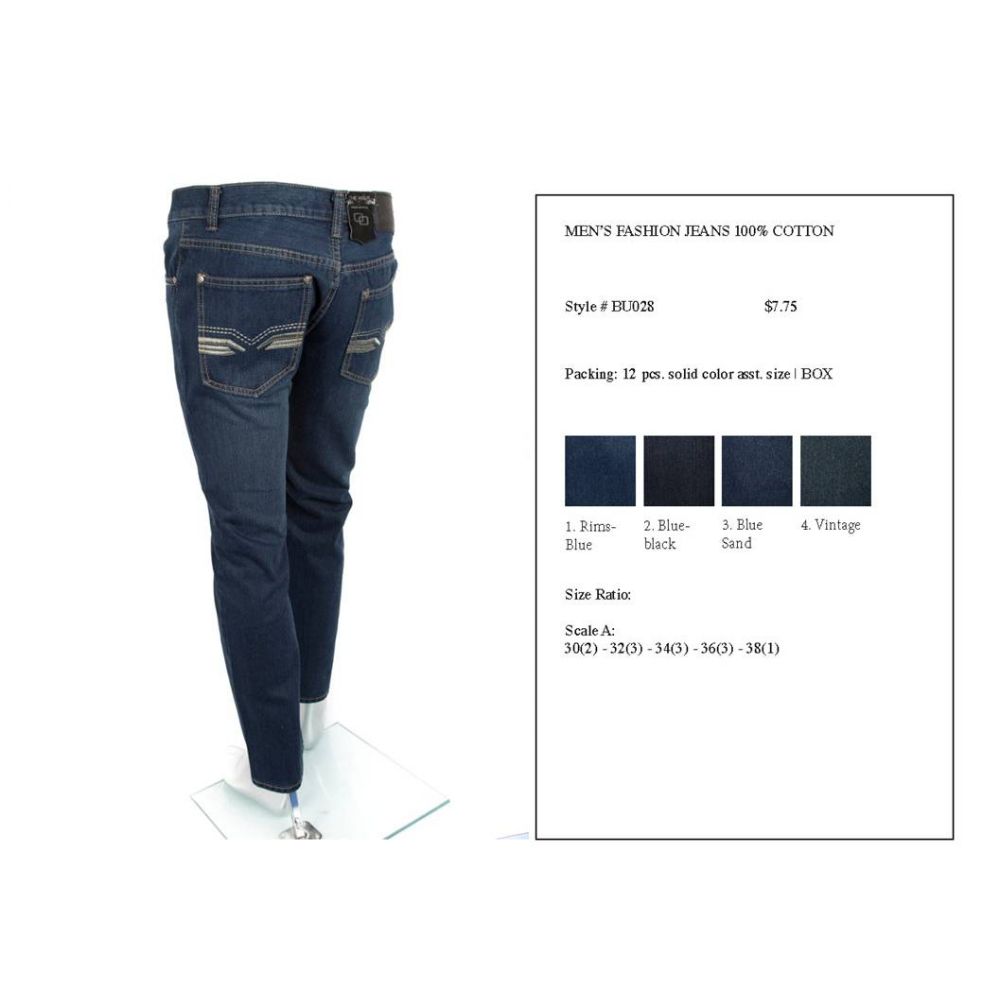12 Pieces of Mens Fashion 100% Cotton Jeans