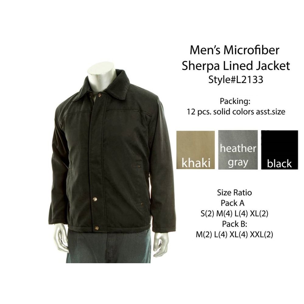 12 Pieces of Mens Microfiber Sherpa Lined Winter Jacket