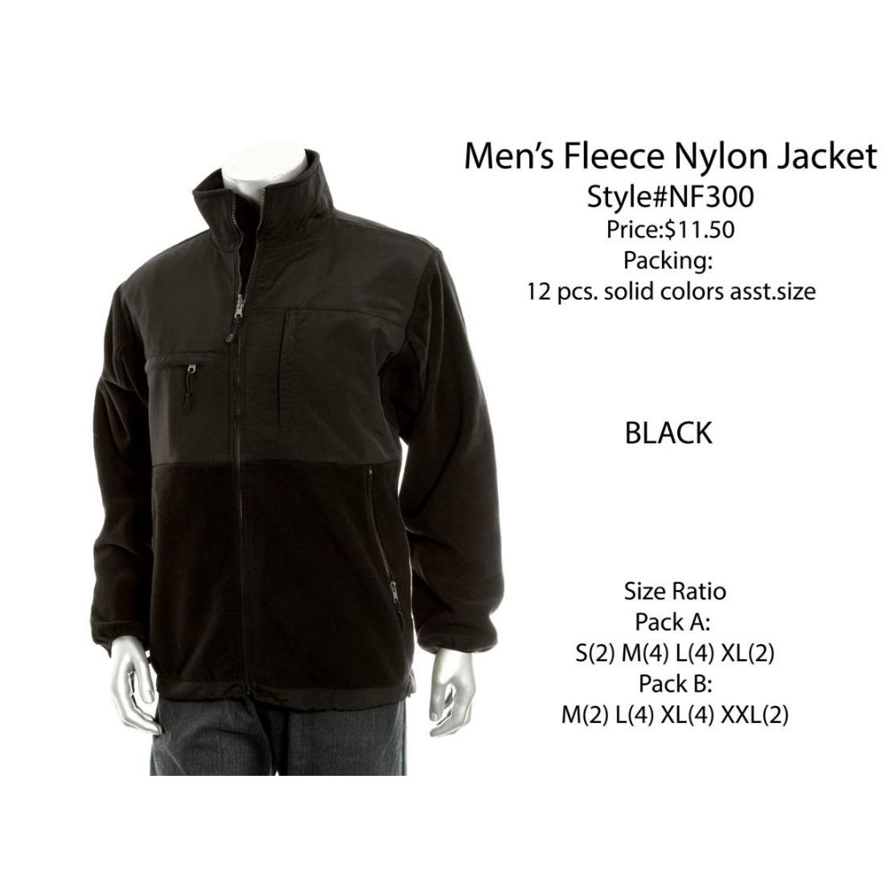 12 Pieces of Mens Fleece Nylon Jacket