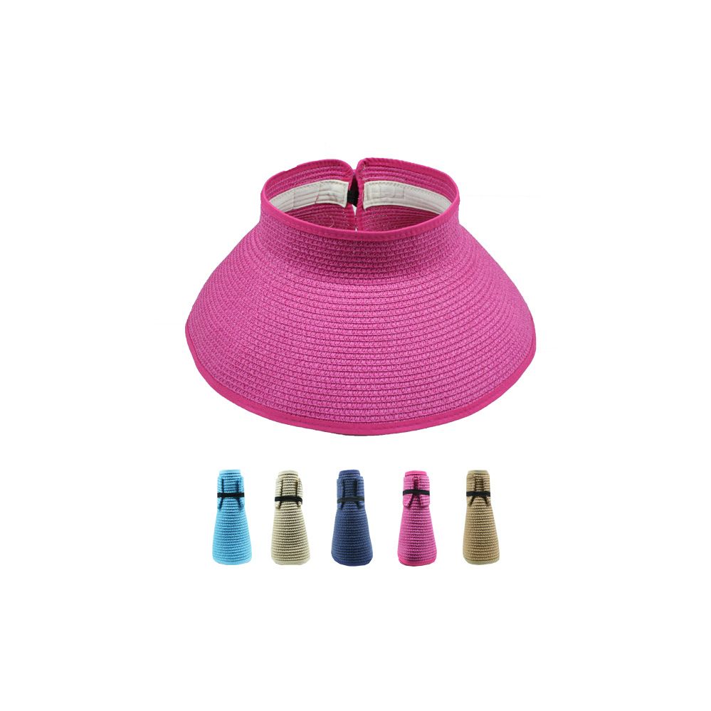 24 Wholesale Woman Wide Brim Foldable Sun Visor Hat