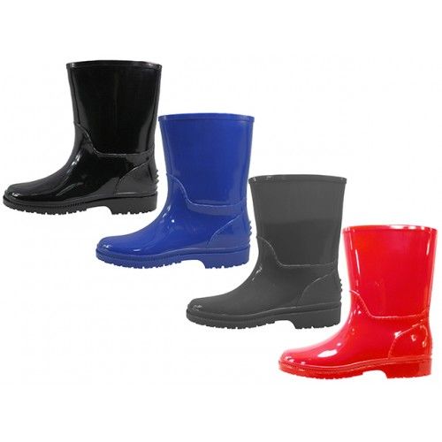 24 Wholesale Children's Water Proof Plain Rubber Rain Boots