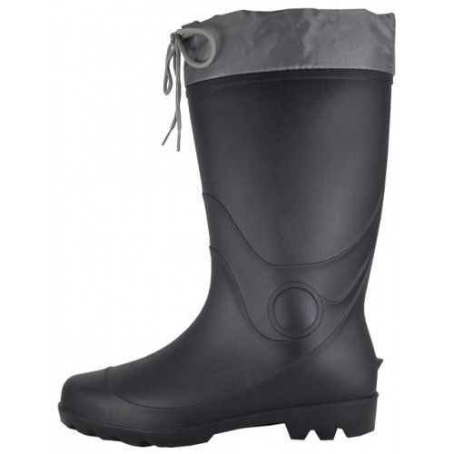 12 Pairs of Men's 13 1/2 Inches Water Proof Soft Rubber Rain Boots With Nylon Tie Upper