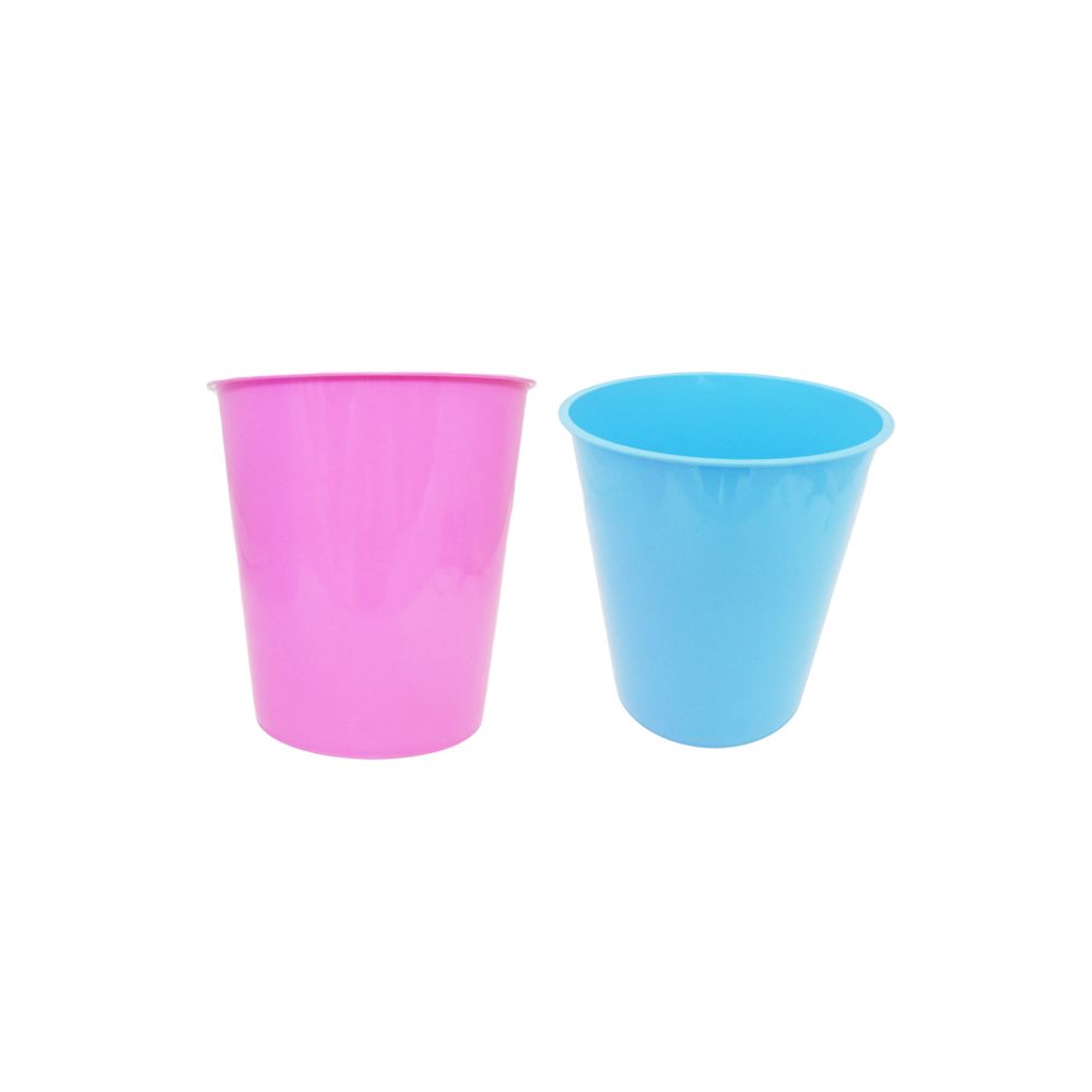 72 Pieces of Wastebasket. 8.9"dia X 9"h Transparent Pink, Blue Colors