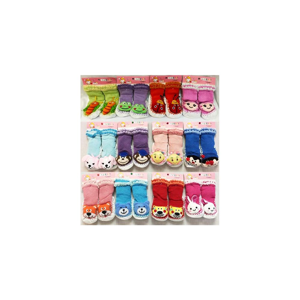 36 Pairs of Baby Cartoon Animal 3d Double Lined Knitted Socks