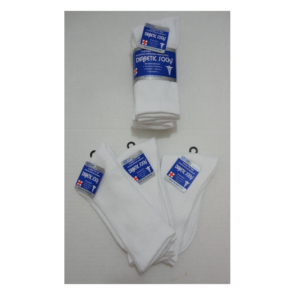 144 Pairs of Diabetic Crew Socks 9-11 [white]