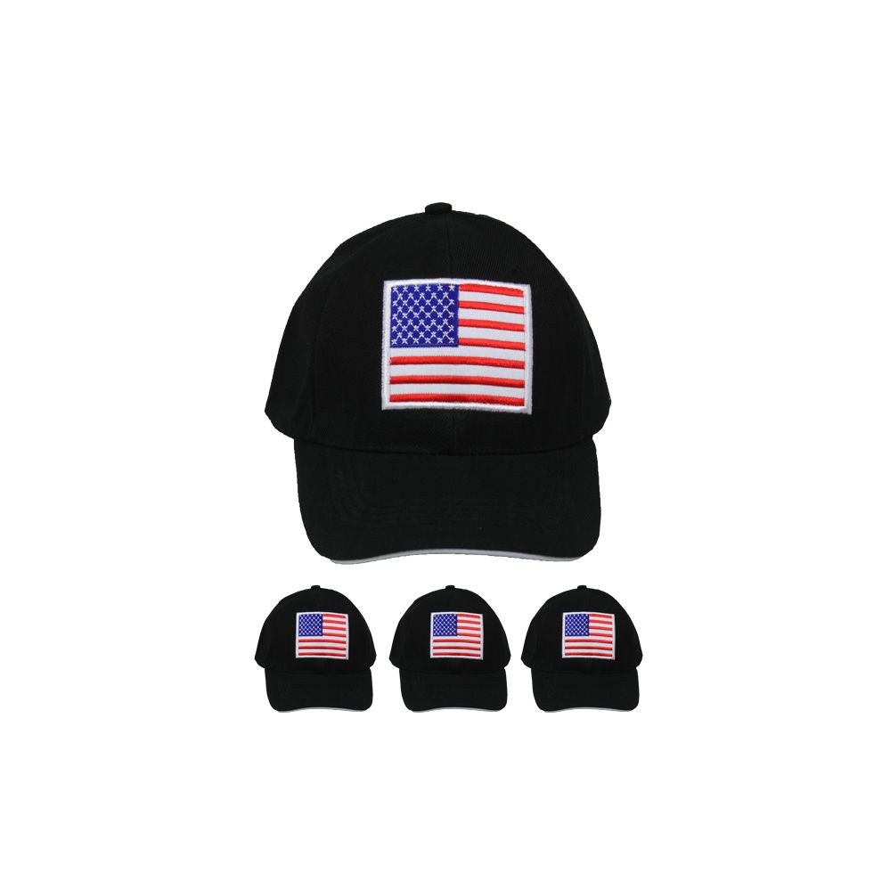 24 Pieces of Black With American Flag Baseball Cap
