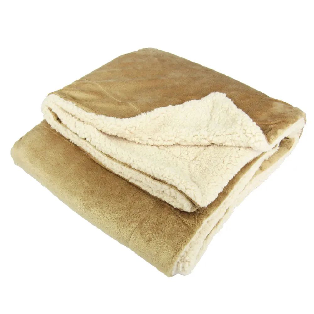 12 Pieces of UltrA-Plush Reversible Throw Blanket Camel