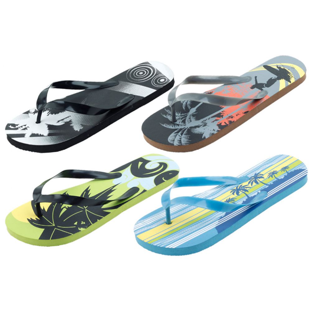 96 Pairs Mens Beach Flip Flops Assorted Prints And Sizes - Men's Flip Flops  and Sandals