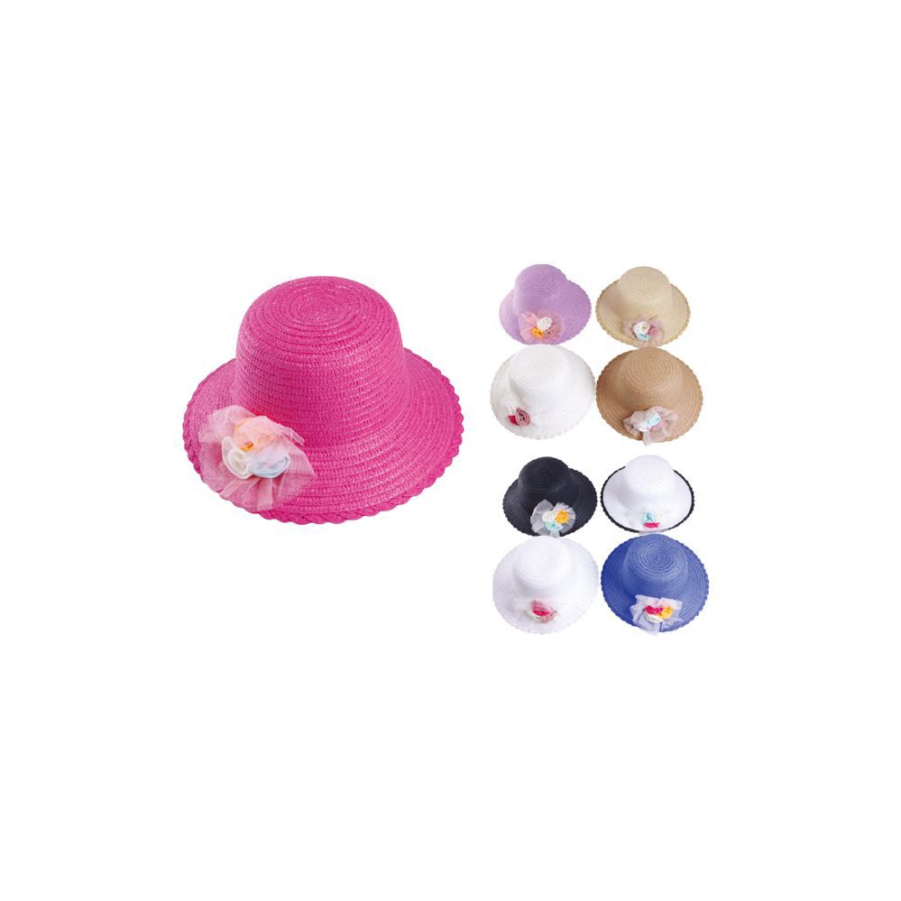 72 Pieces Ripple Brim Sun Hat With Flower Design - Sun Hats