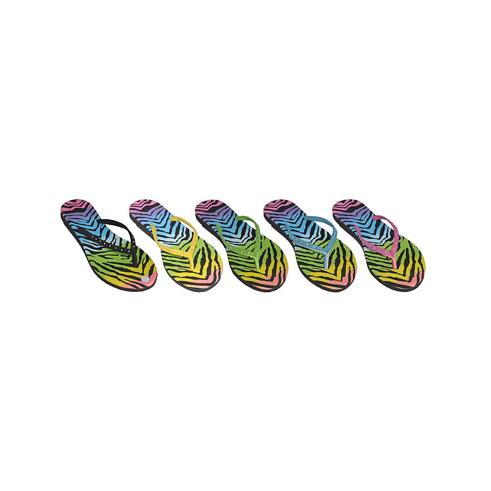 Wholesale Footwear Woman TiE-Dye Zebra Printed Flip Flops