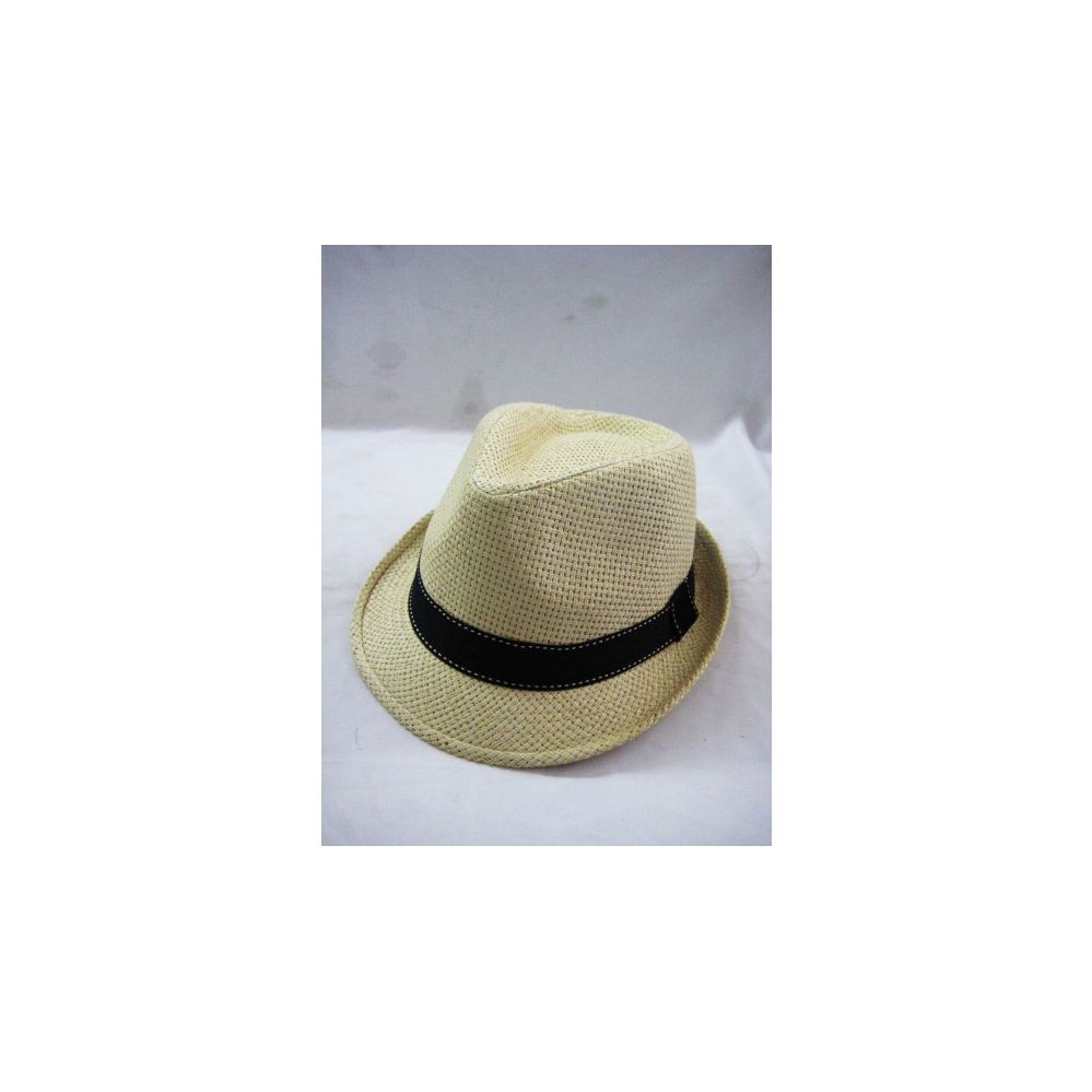 36 Wholesale Fashion Straw Fedora Hat Khaky Color