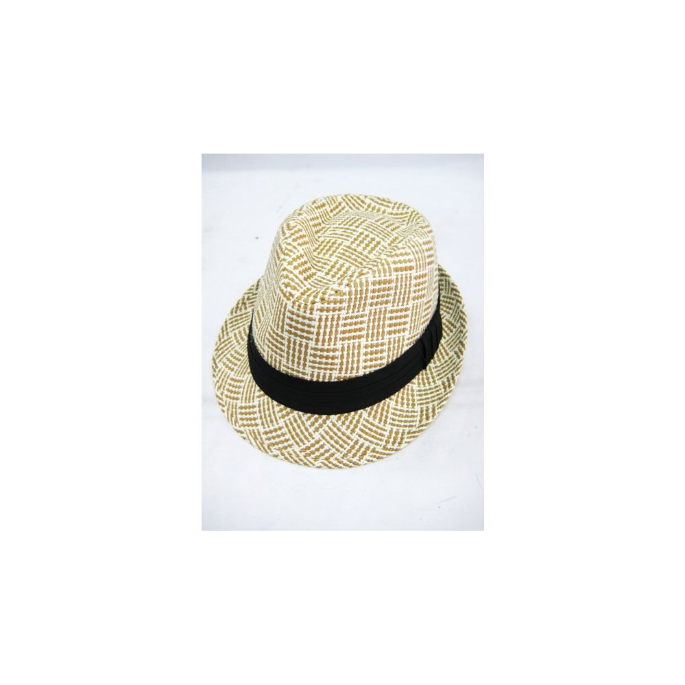 36 Wholesale Fashion Straw Fedora Hat Beige Color