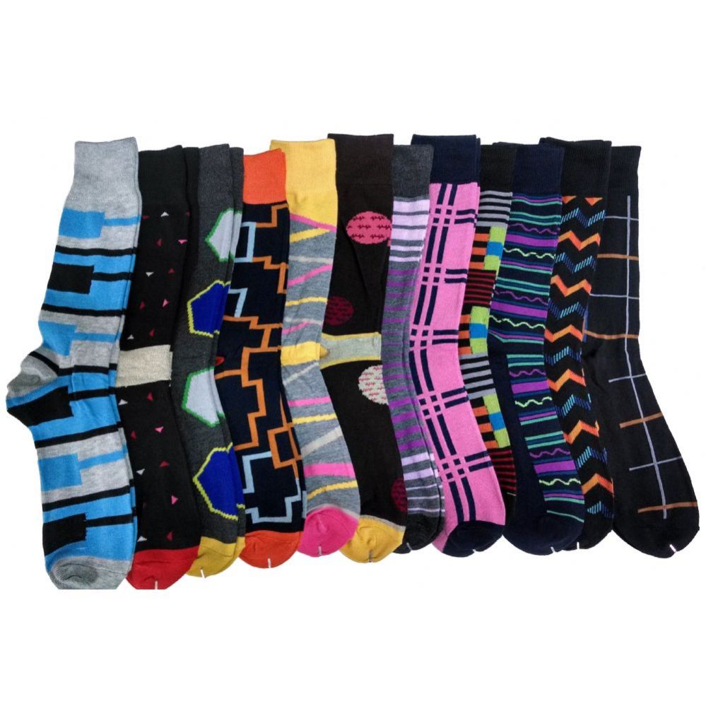 120 Wholesale Mens Colorful Printed Dress Socks