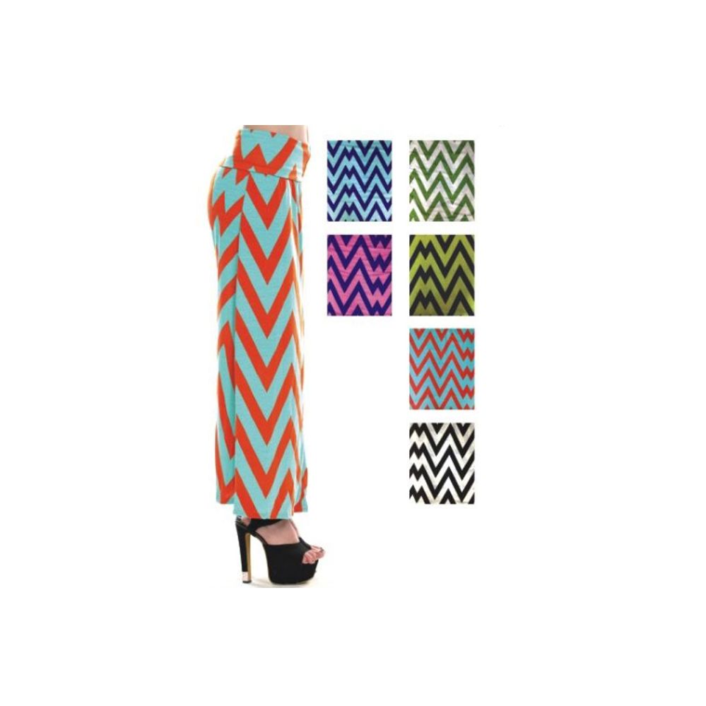 96 Wholesale Women's Long Zig Zag Print Skirt In Assorted Colors