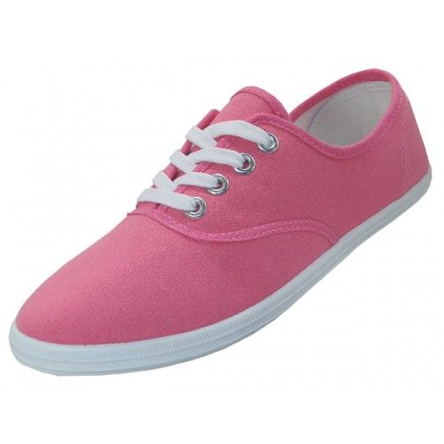 24 Pairs of Women's Lace Up Casual Canvas Shoes Pink Color