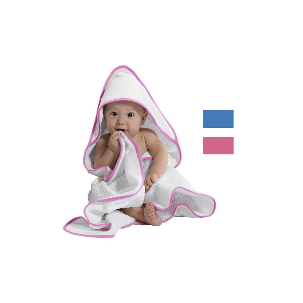 24 Pieces of Hooded Terry Cloth Baby Towel Pink Piping