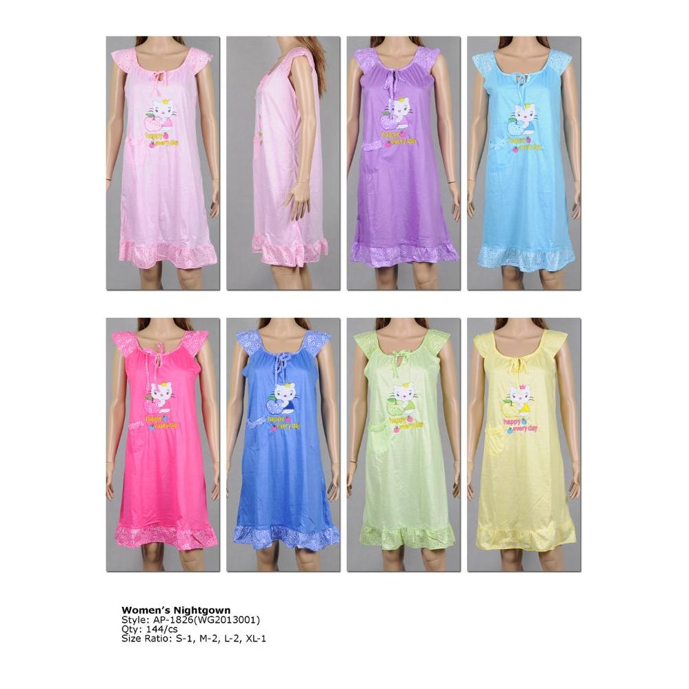 72 Wholesale Ladies Sleeveless Summer Nightgown Assorted Styles