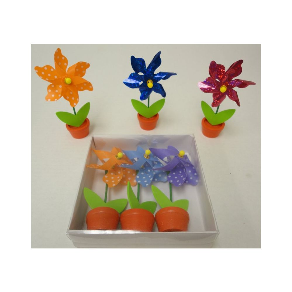 96 Wholesale 3pk Pinwheel In Flower Pot