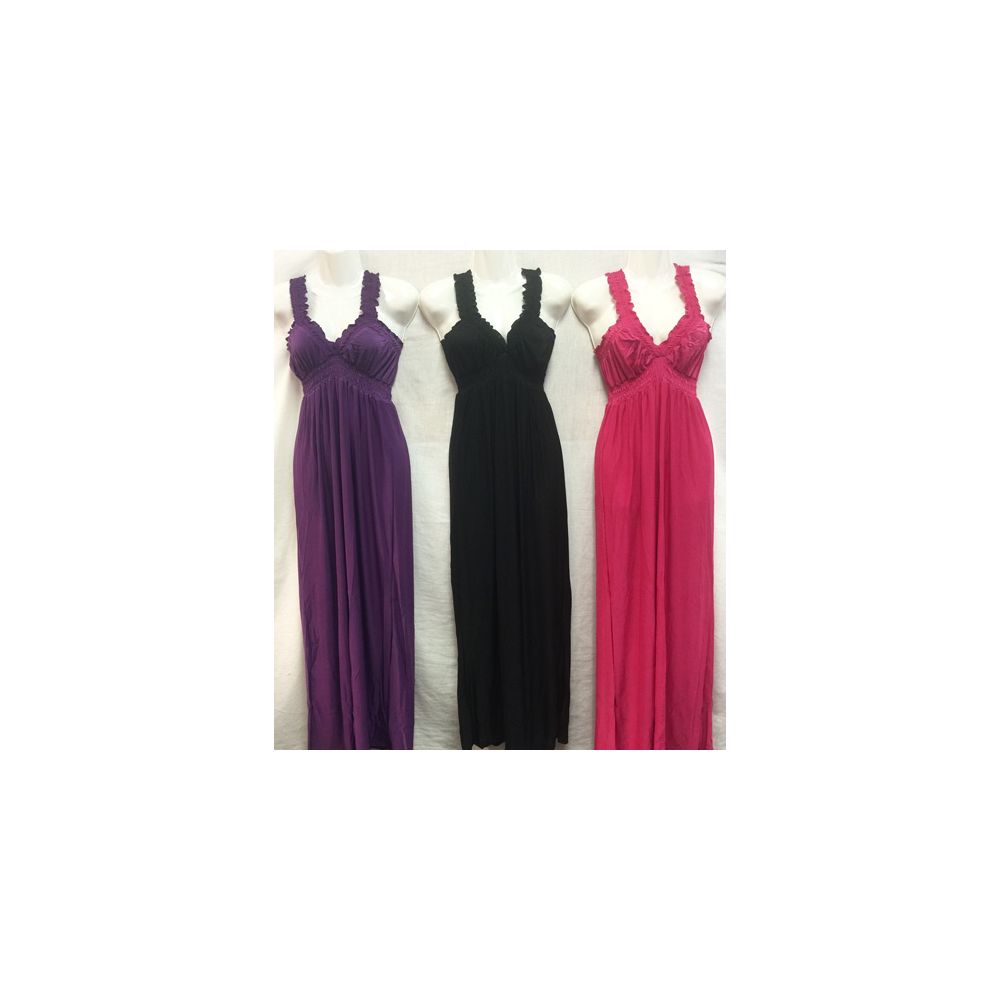 12 Pieces of Long Dress Solid Color With Straps