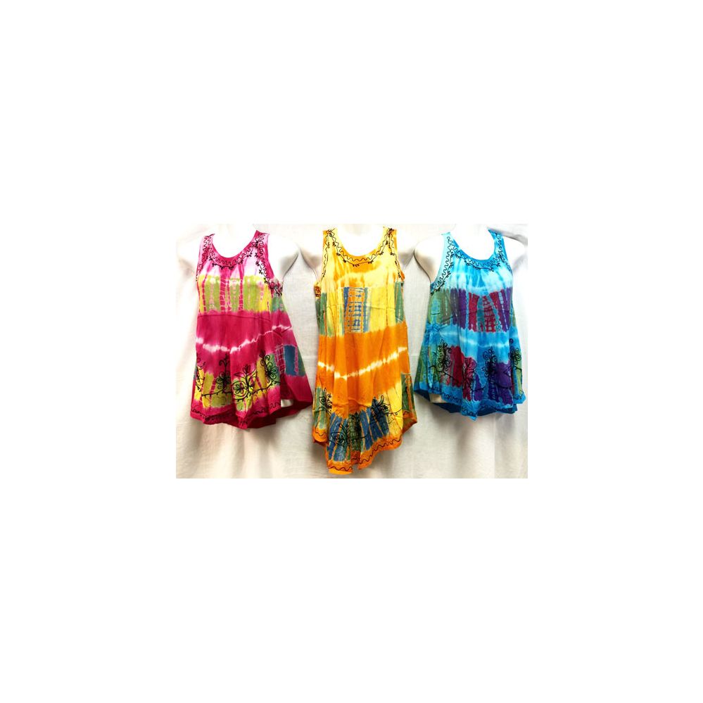 12 Pieces of Girls Rayon Tie Dye Dress With Sequins Size Medium