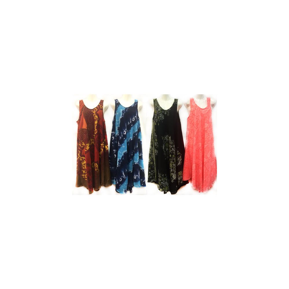 12 Pieces of Free Size Tie Dye Chiffon Dress Assorted Colors