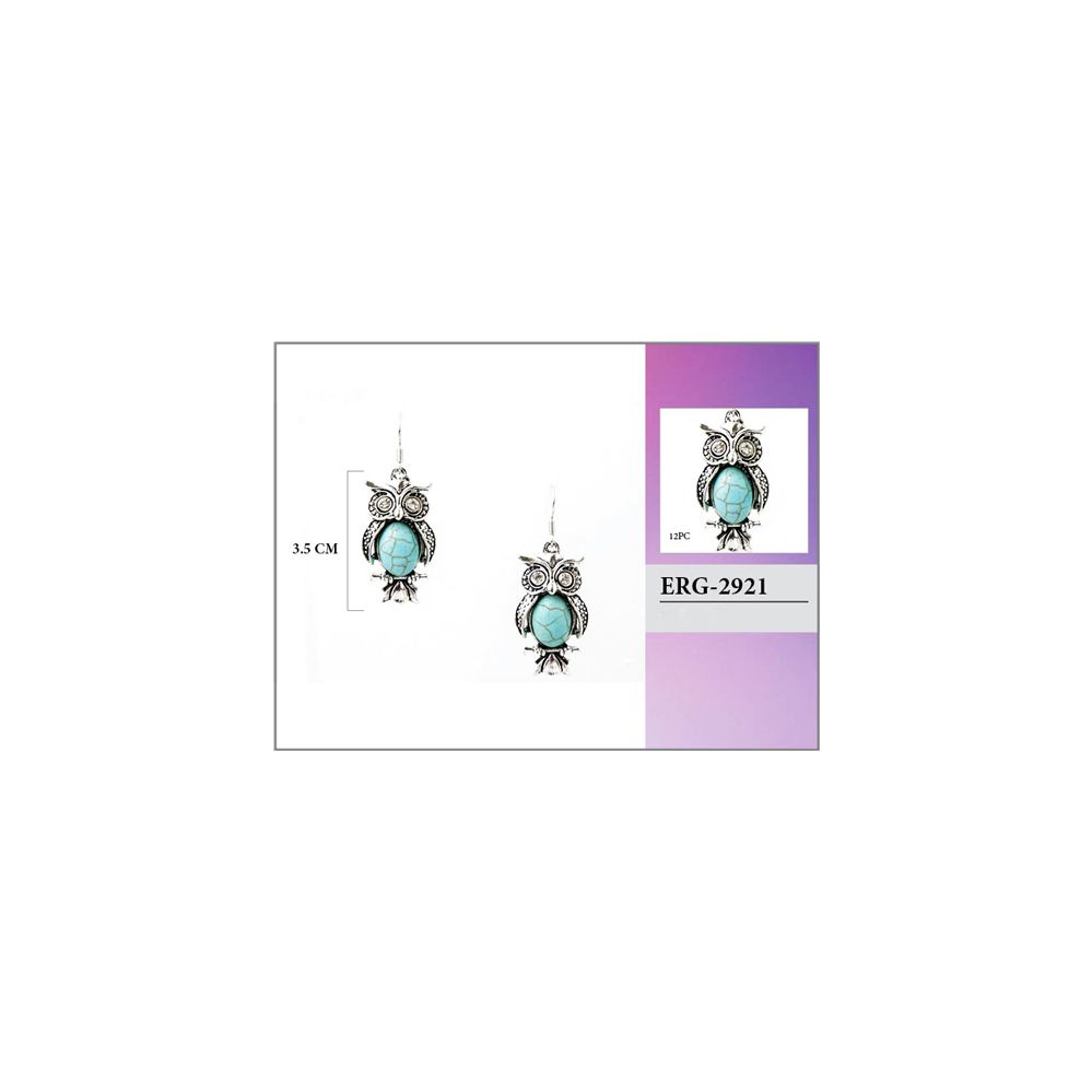 96 Pieces of Turquoise Color Owl Earring