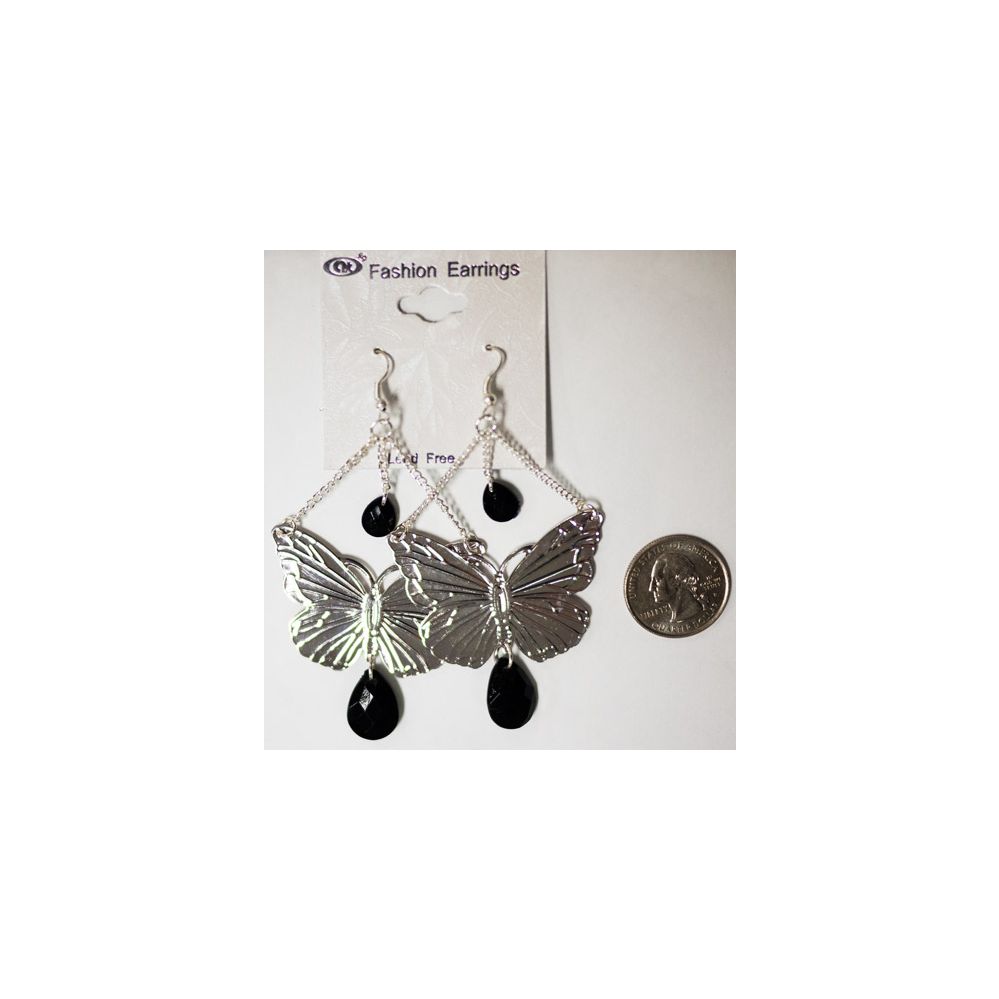 96 Pieces of Silver Colored Butterfly Earrings