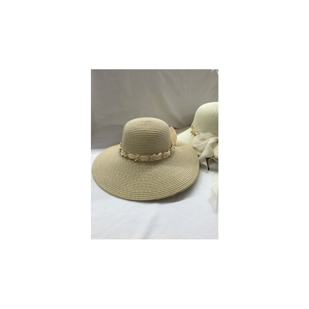 24 Pieces Ladies Off White Sun Hat With Chain - Sun Hats - at - alltimetrading.com