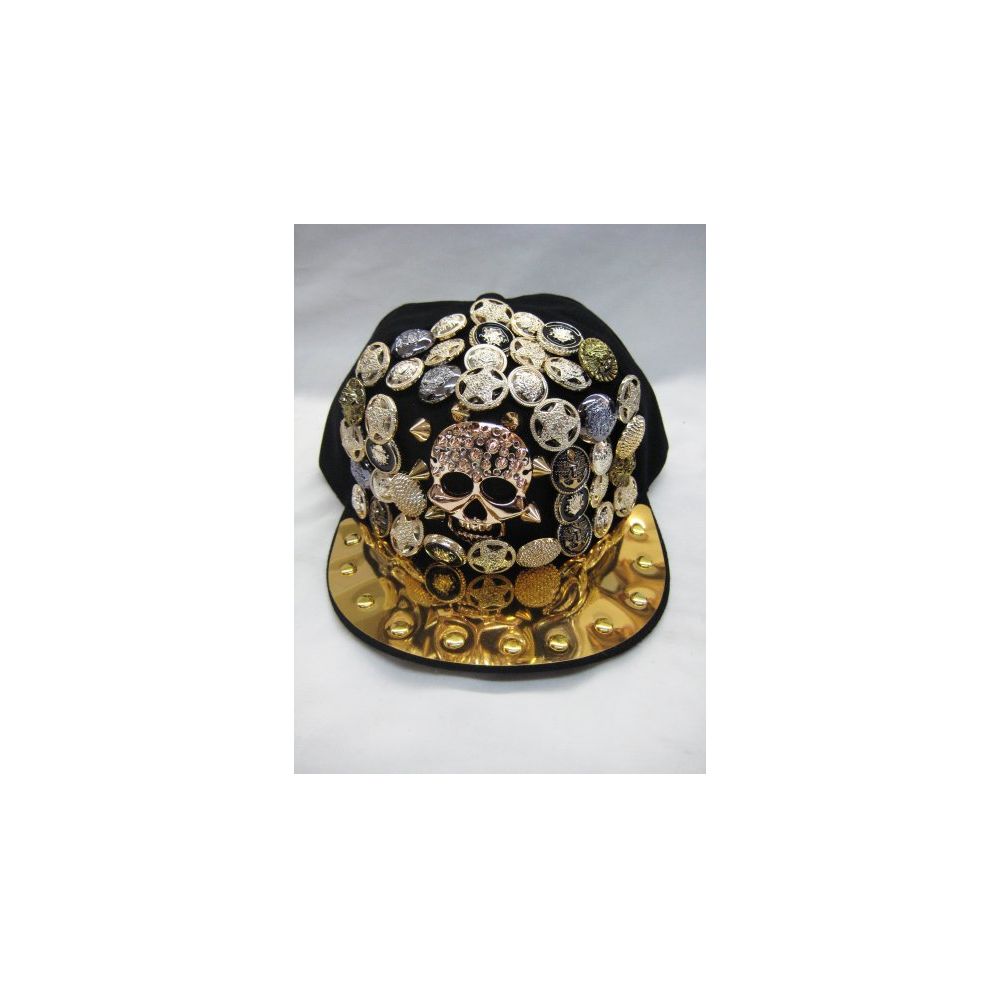 12 Pieces Ladies Baseball Cap With Gold Brim And Skull Baseball Caps