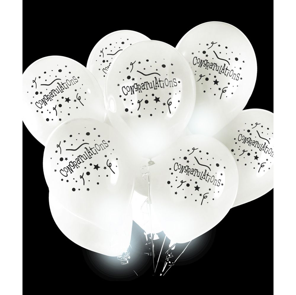 50 Wholesale Led 14 Inch Blinky Balloons Congratulations - White