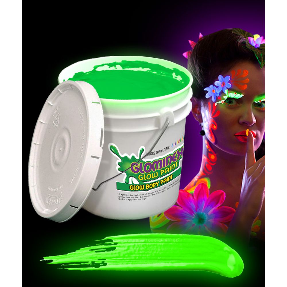Wholesale Glominex Glow Body Paint 128oz Bucket - Green