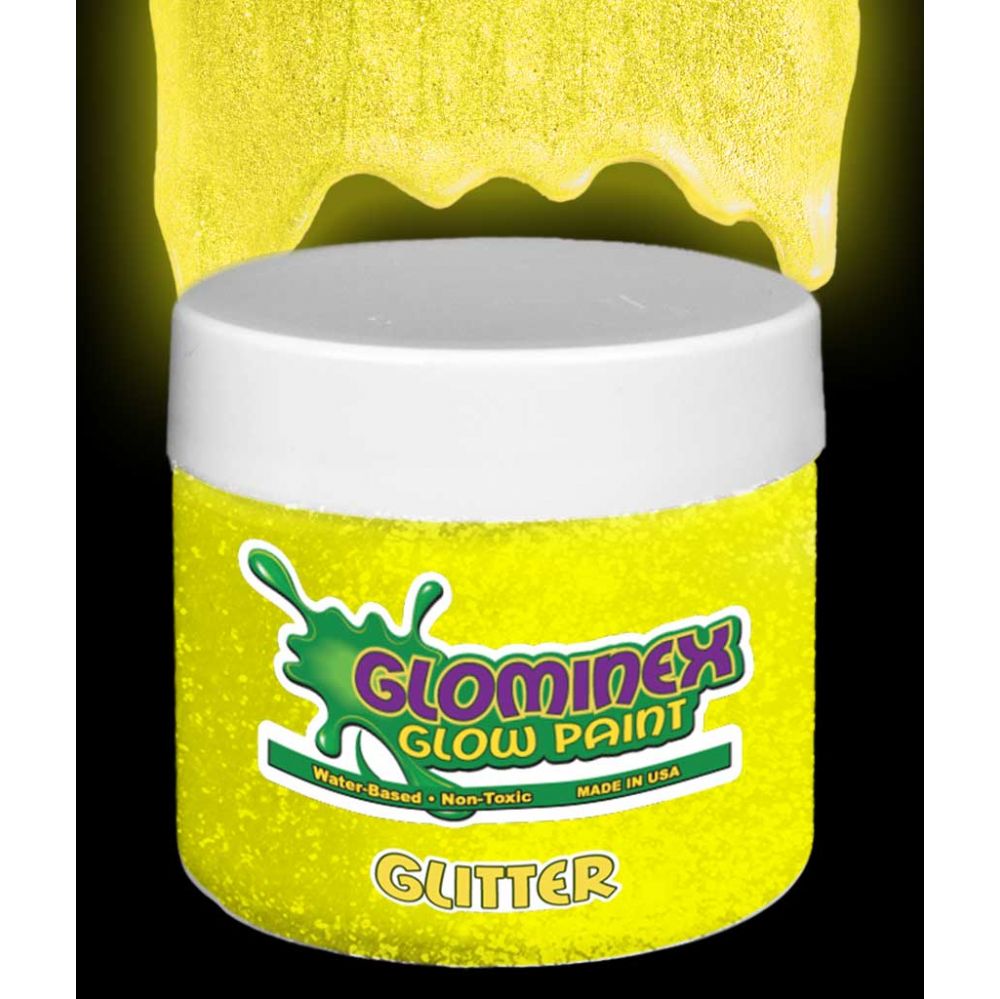 6 Wholesale Glominex Glitter Glow Paint Pint - Yellow