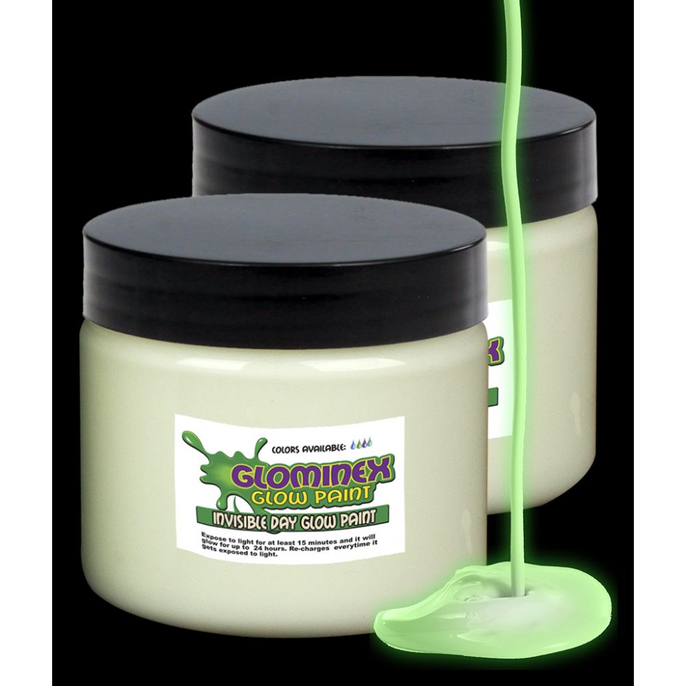 12 Wholesale Glominex Glow Paint 8 Oz Jar - Invisible Day Green