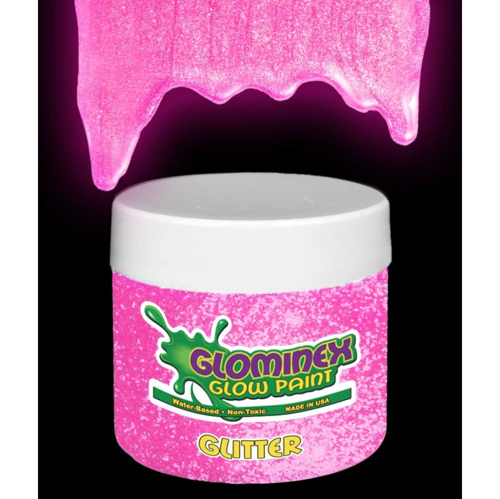 24 Wholesale Glominex Glitter Glow Paint 4 Oz Jar - Pink