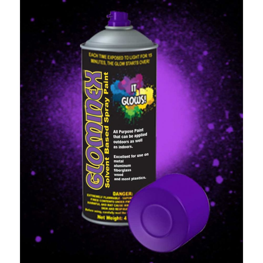12 Pieces Glominex Glow Spray Paint 4oz - Invisible Day Purple - LED Party  Supplies