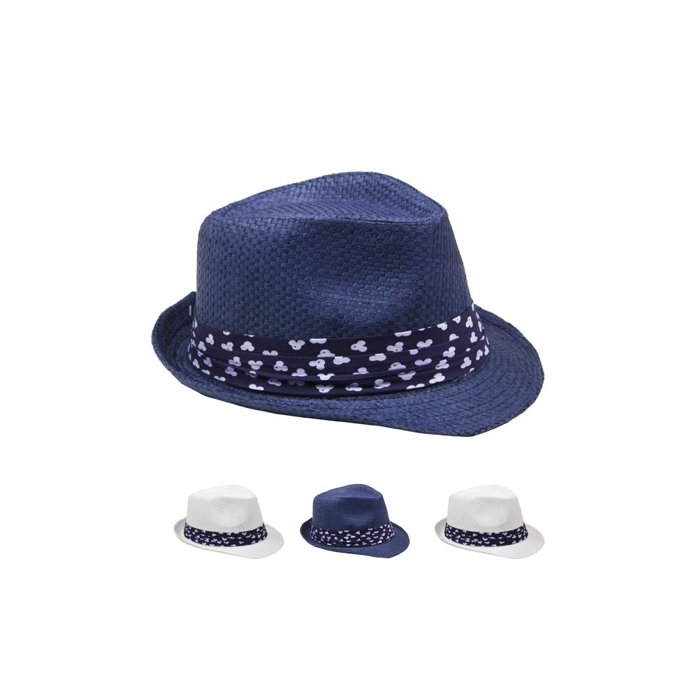 48 Wholesale Adult Trilby Fedora Straw Hat Set With Ribbon Band
