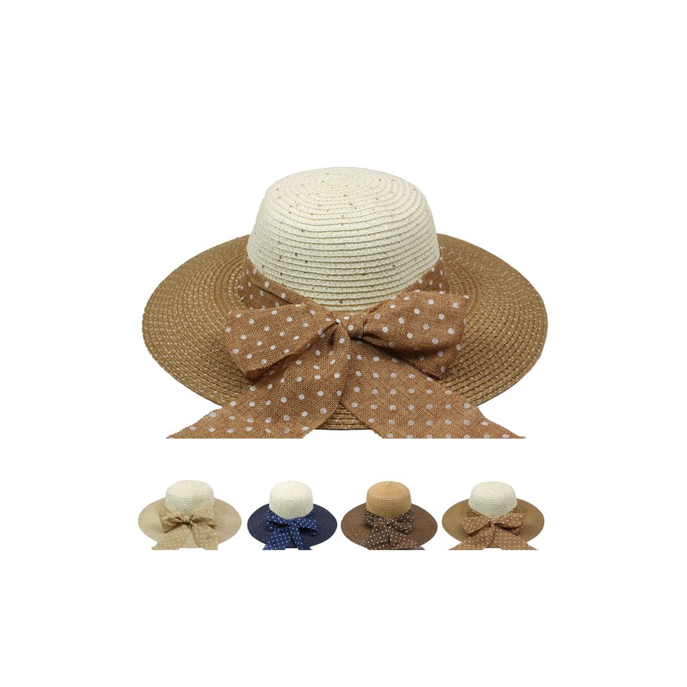 12 Pieces Extra Large Ribbon Bow Beach Hat - Sun Hats - at 